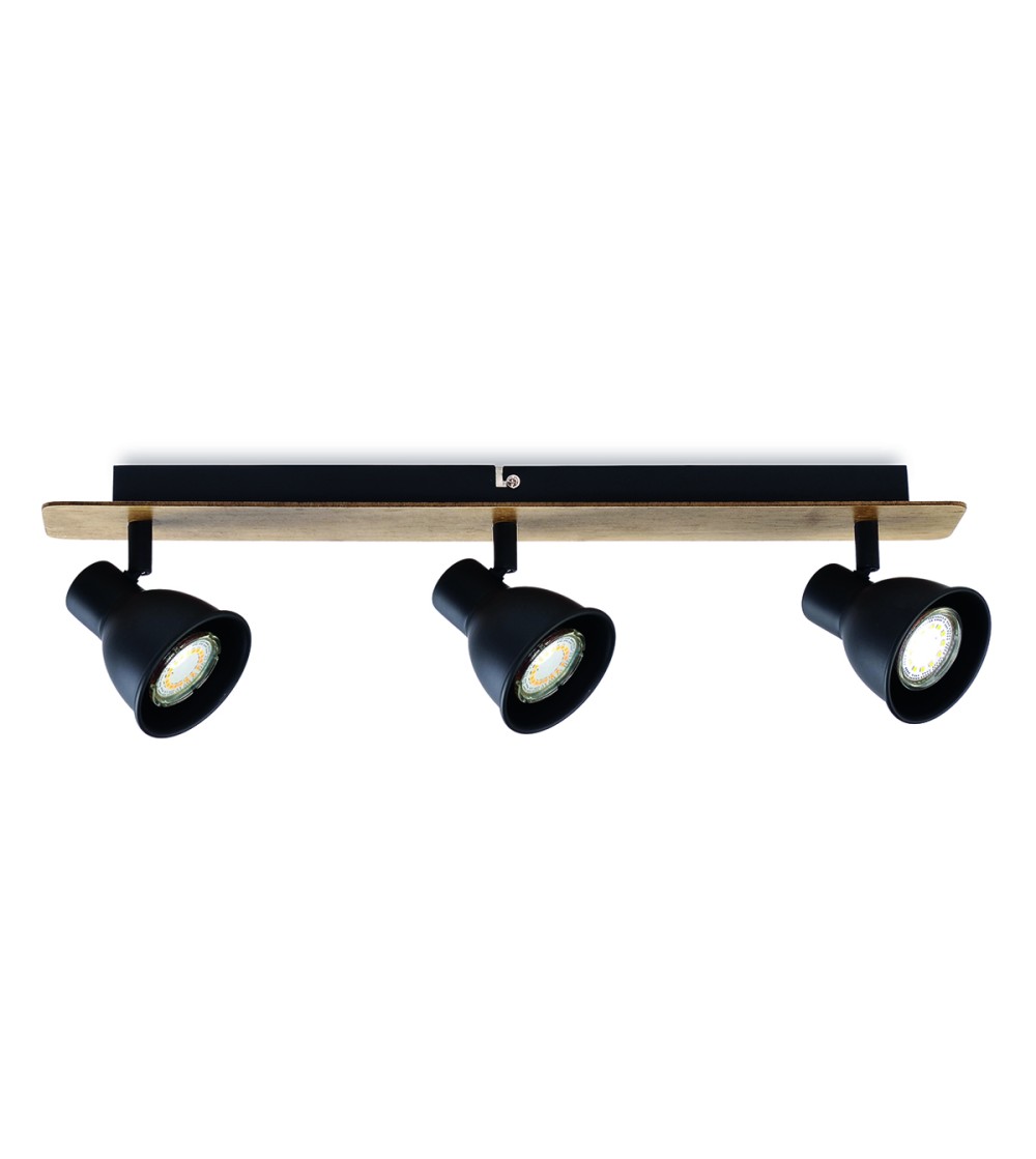 REGLETA MIKO NEGRO 3L GU10 MADERA