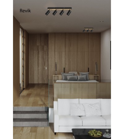 FOCO REVIK 4xGU10 NEGRO HAYA