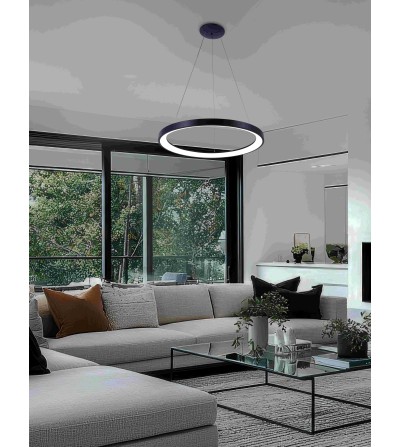 COLGANTE LEIDEN 45W NEGRO CCT TUYA + ALEXA 580Ø