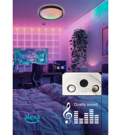 PLAFON GAMER 60W  NEGRO RGB APP 400Ø