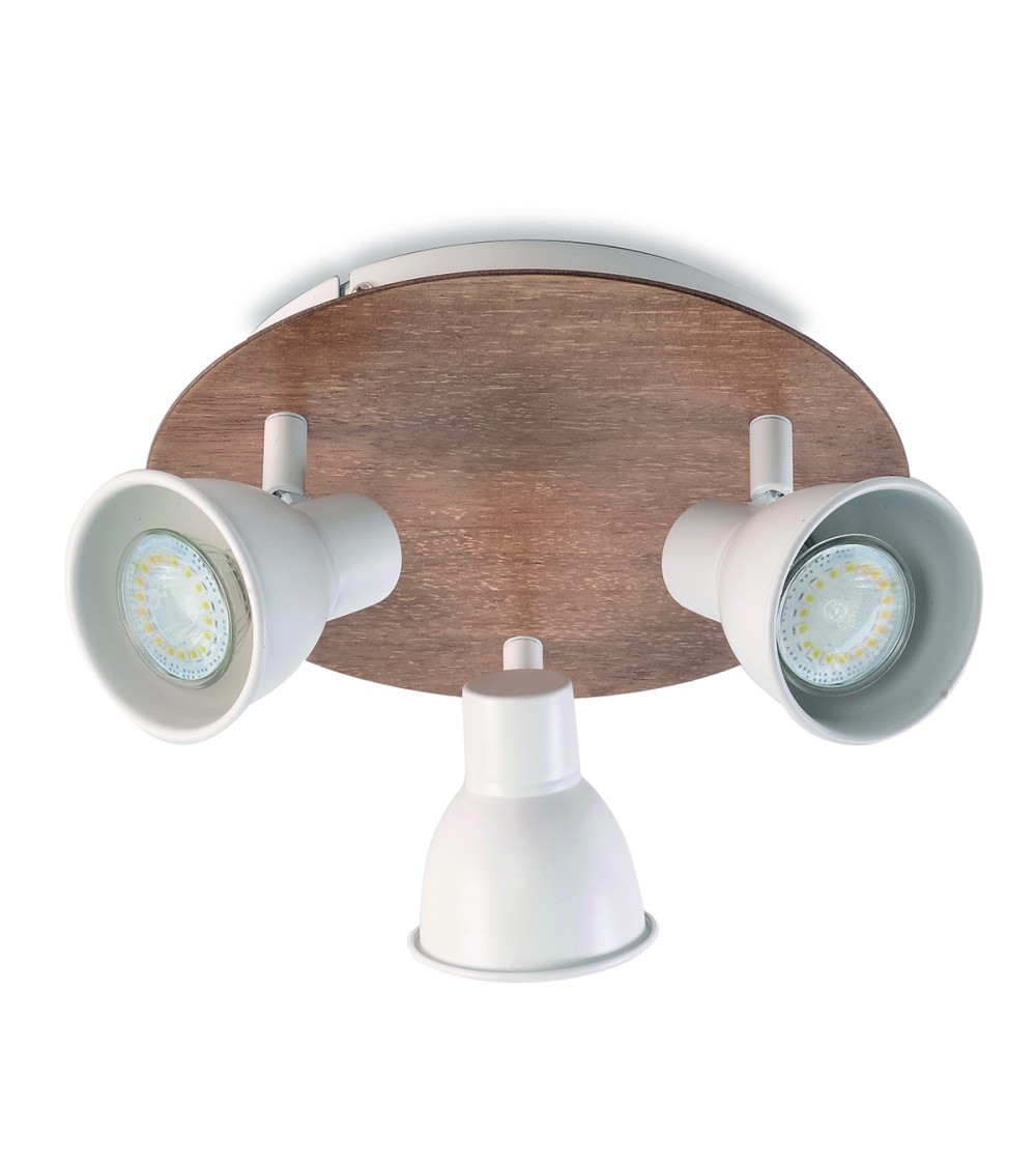 PLAFON MIKO BLANCO 3L GU10 MADERA